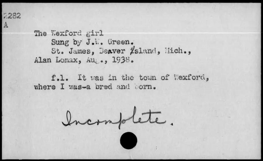 Photograph: The Wexford girl, 1938-08.