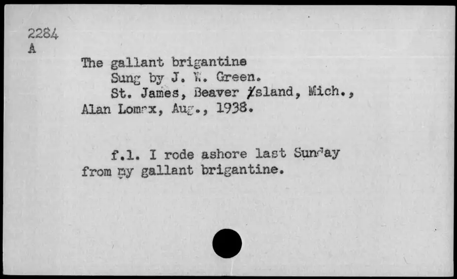 Photograph: The gallant brigantine, 1938-08.