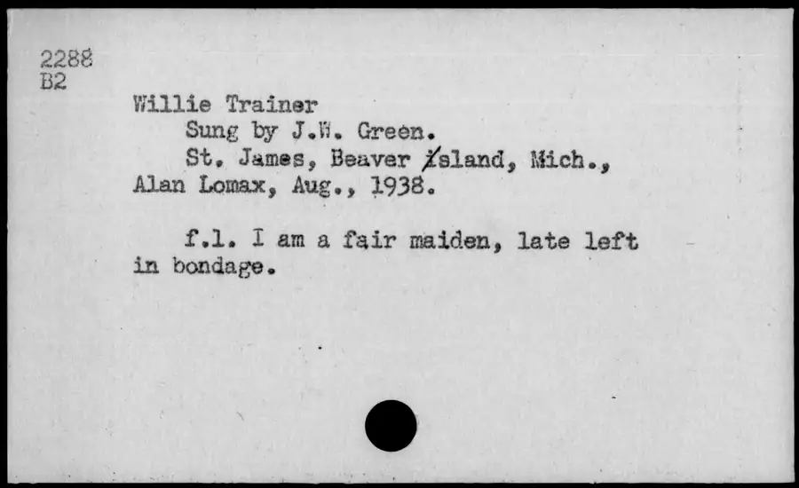 Photograph: Willie Trainer, 1938-08.