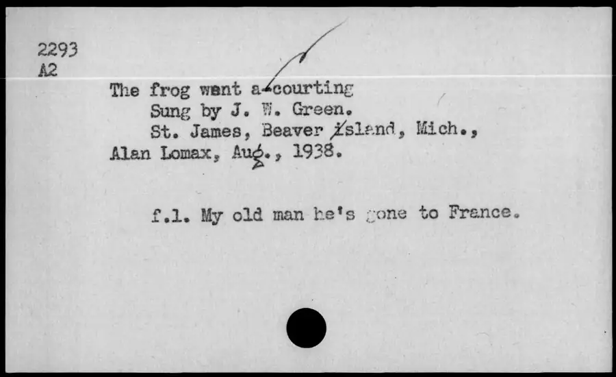 Photograph: The frog went a-courting, 1938-08.
