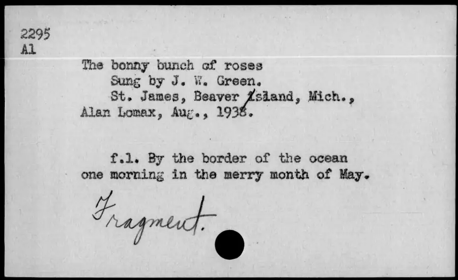 Photograph: The bonny bunch of roses, 1938-08.