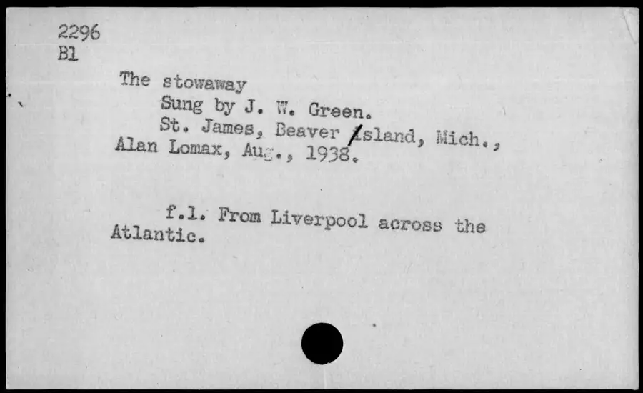 Photograph: The stowaway, 1938-08.