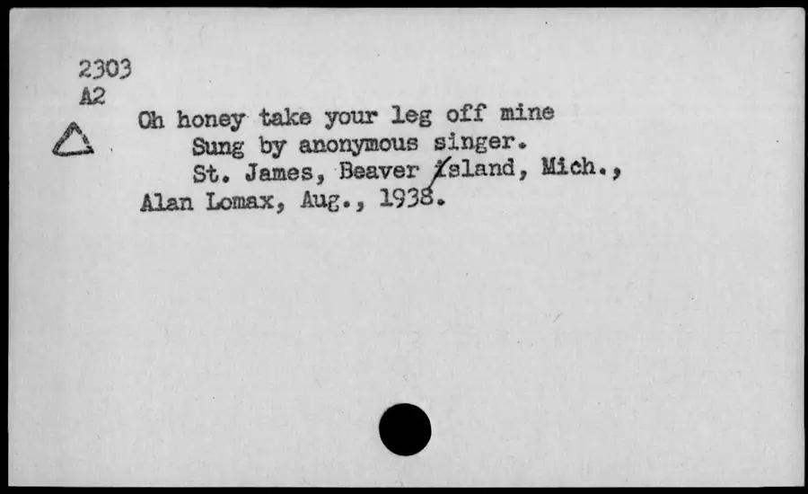 Photograph: Oh honey take your leg off mine, 1938-08.