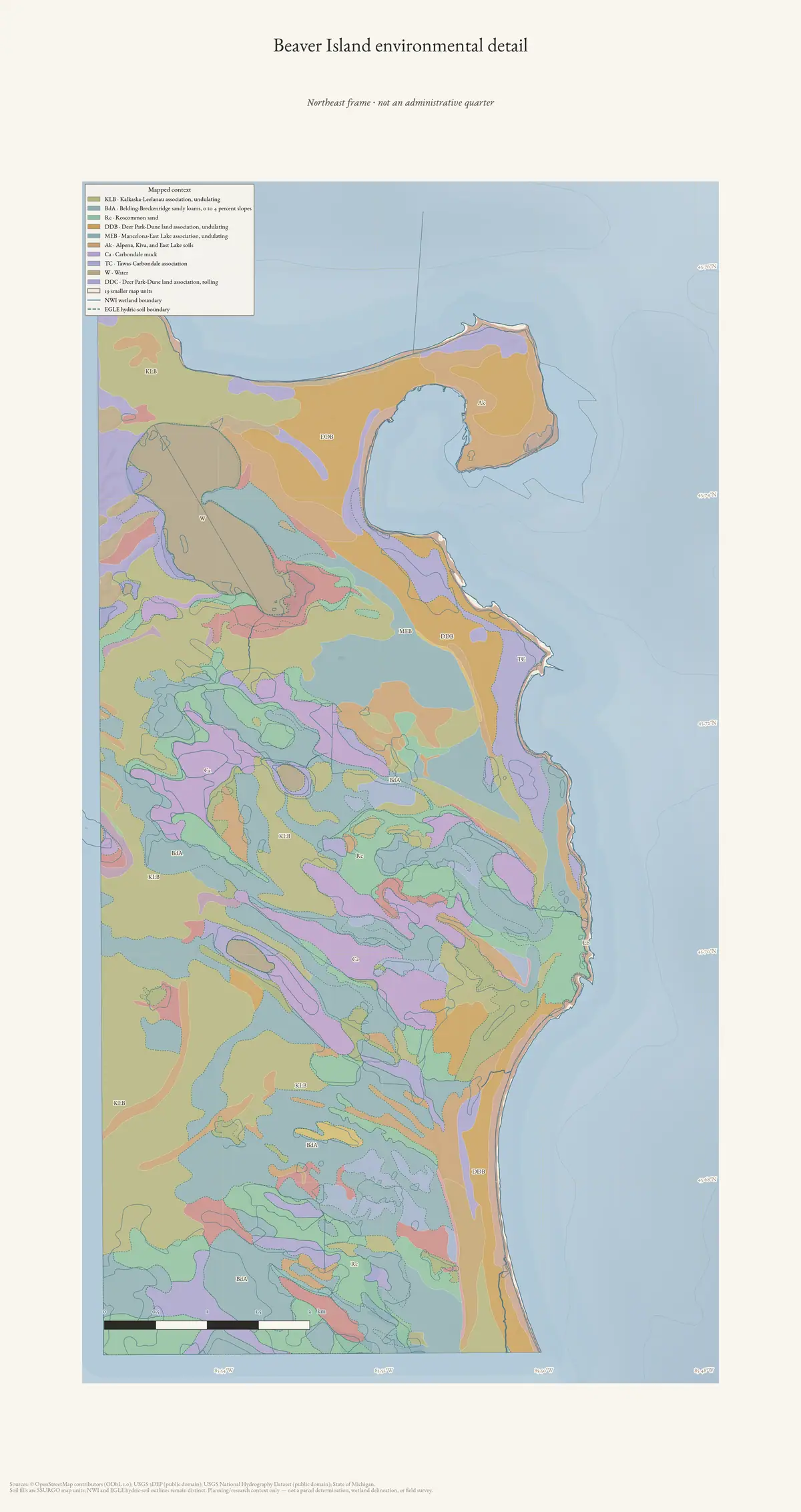 Map: Beaver Island environmental detail — Northeast.