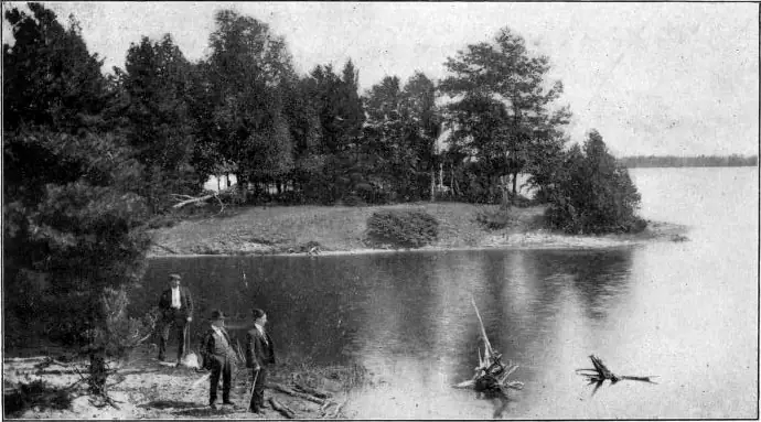 Font Lake, Beaver Island, where King Strang baptized his people" — plate